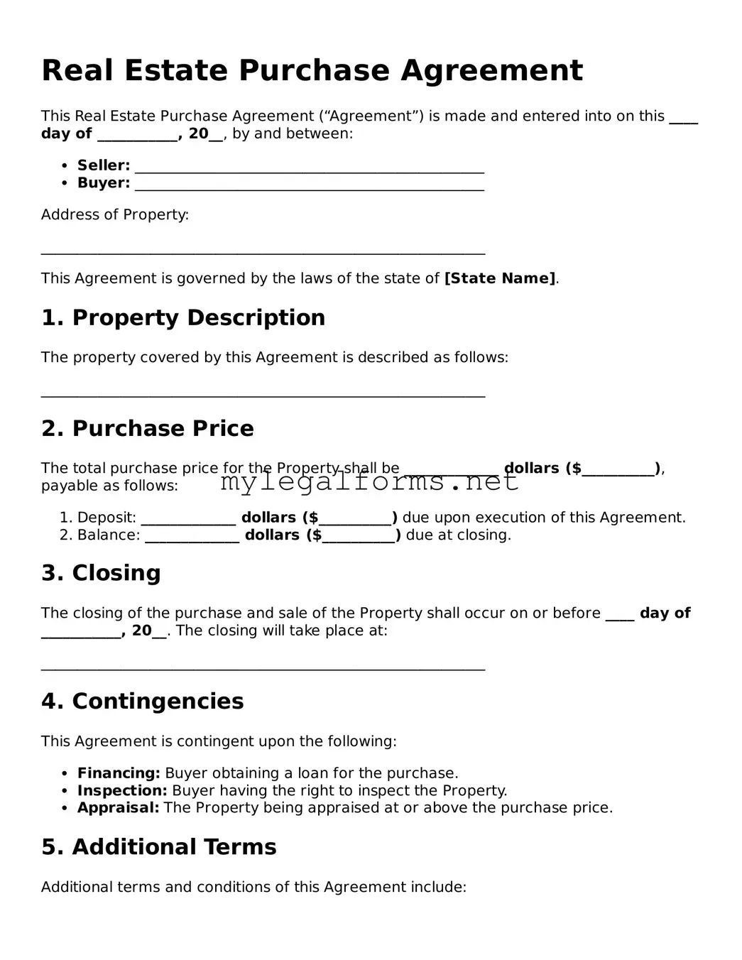 Attorney-Approved Real Estate Purchase Agreement Form