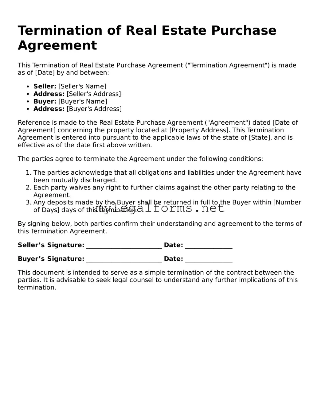 Attorney-Approved Termination of Real Estate Purchase Agreement Form