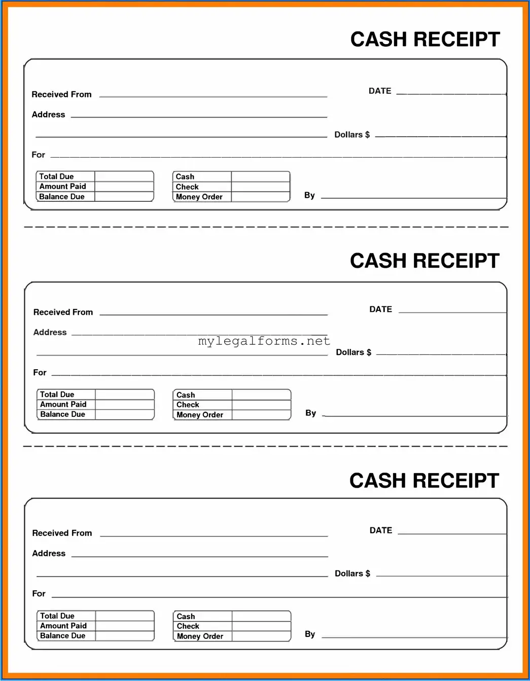 Cash Receipt Template