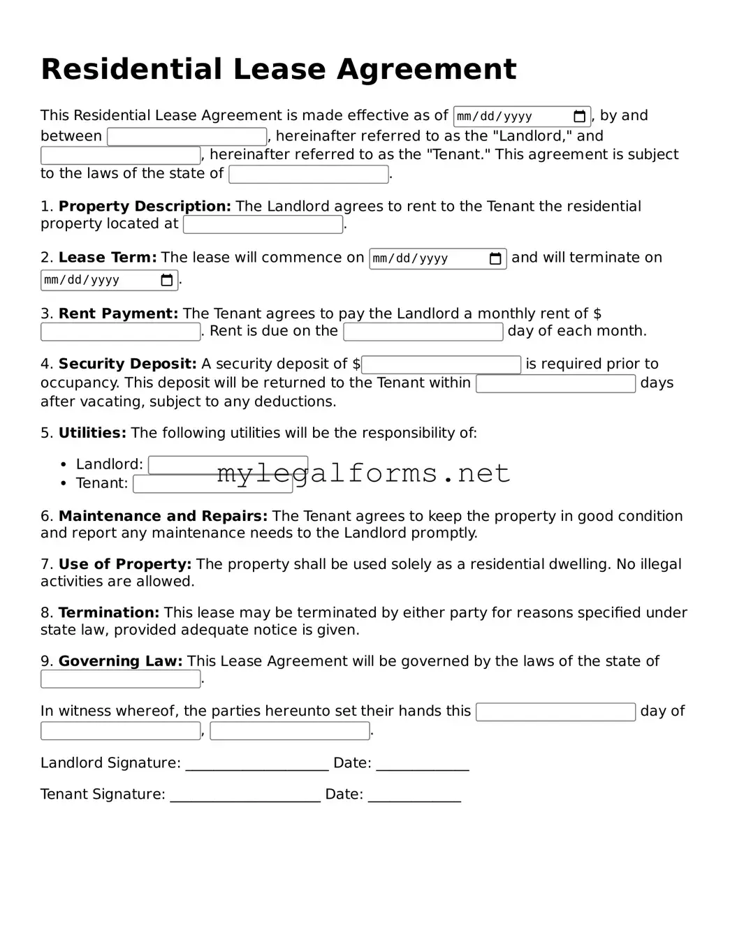 Attorney-Approved Lease Agreement Form