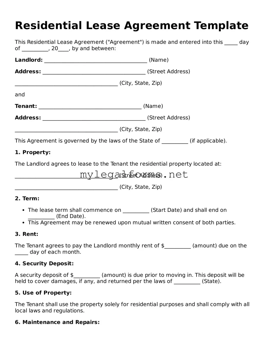 Attorney-Approved Residential Lease Agreement Form