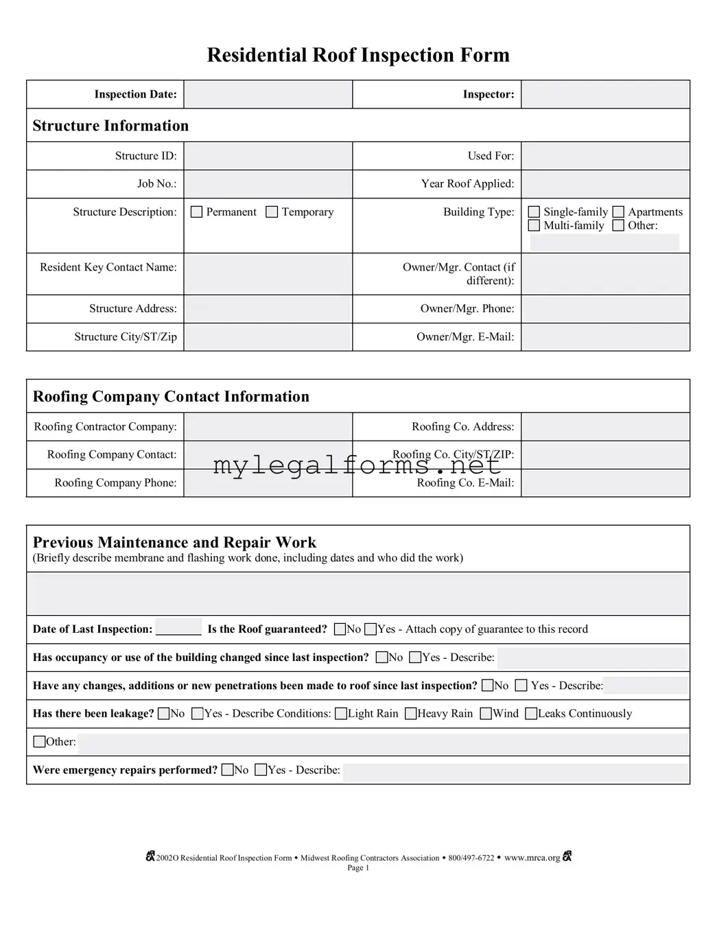Roof Inspection Template