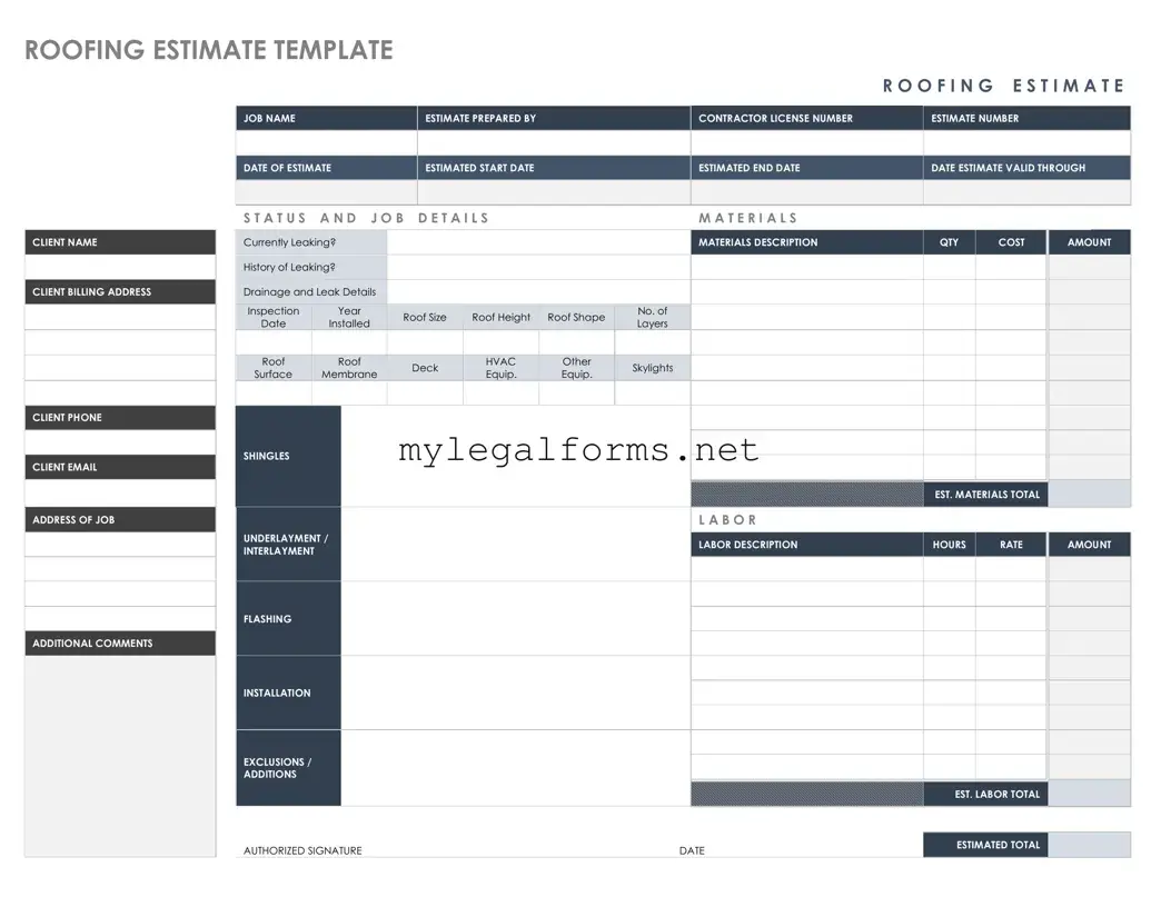 Roofing Estimate Template