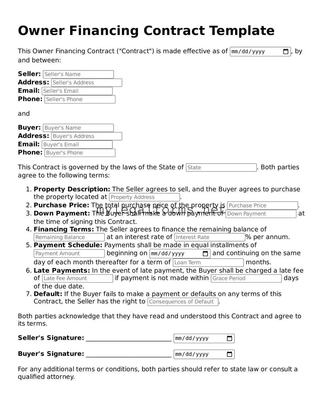 Attorney-Approved Owner Financing Contract Form