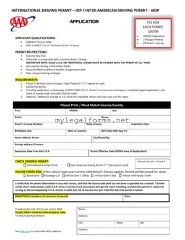 Aaa International Driving Permit Application Template