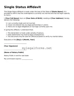 Attorney-Approved Single Status Affidavit Form