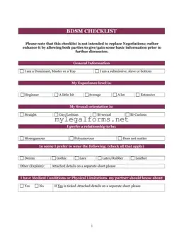 Bdsm Checklist Template