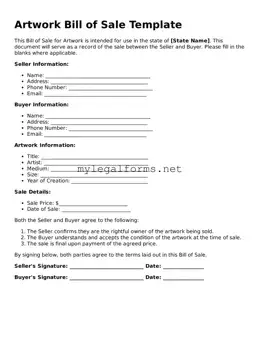 Attorney-Approved Artwork Bill of Sale Form