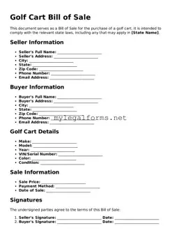 Attorney-Approved Golf Cart Bill of Sale Form