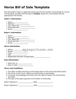 Attorney-Approved Horse Bill of Sale Form