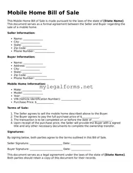 Attorney-Approved Mobile Home Bill of Sale Form