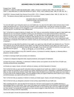 California Advanced Health Care Directive Template