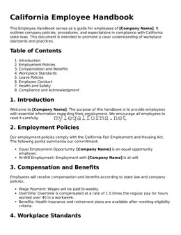 Employee Handbook Document for California State