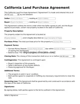 Land Purchase Agreement Document for California State