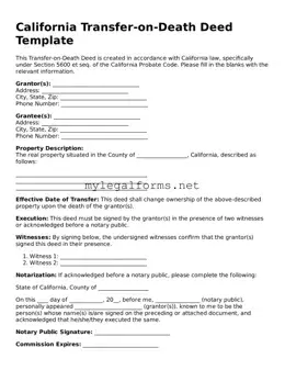 Transfer-on-Death Deed Document for California State