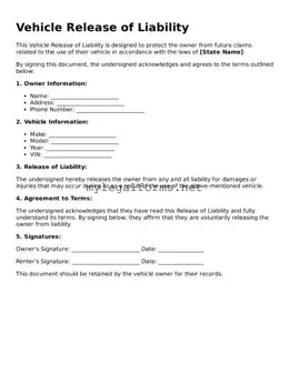 Attorney-Approved Vehicle Release of Liability Form