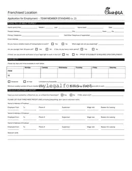 Chick Fil A Job Application Template