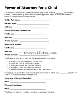Attorney-Approved Power of Attorney for a Child Form