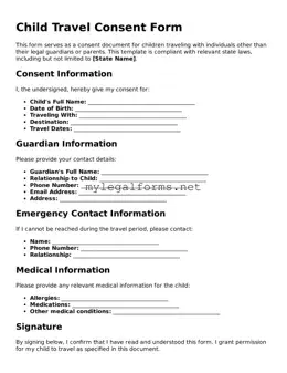 Attorney-Approved Child Travel Consent Form Form