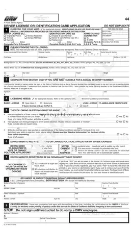 Ca Dmv Dl 44 Template