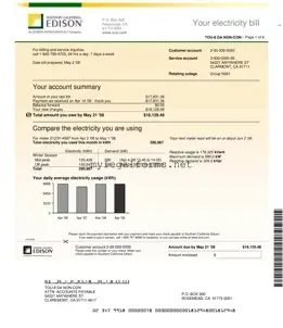 Edison Electricity Bill Template