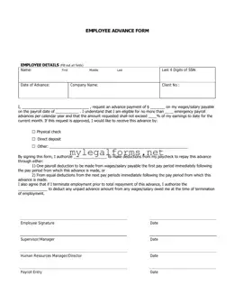 Employee Advance Template