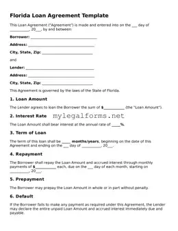 Loan Agreement Document for Florida State