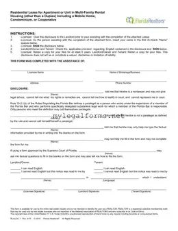 Florida Realtors Residential Lease Template