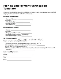 Employment Verification Document for Florida State