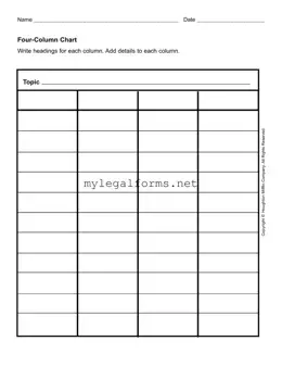 Four Column Chart Template