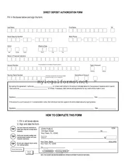 Generic Direct Deposit Template