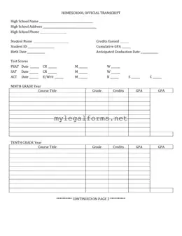 High School Transcript Template
