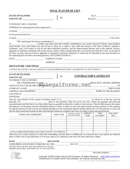 Illinois Final Waiver Of Lien Template