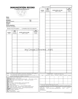 Immunization Record Template