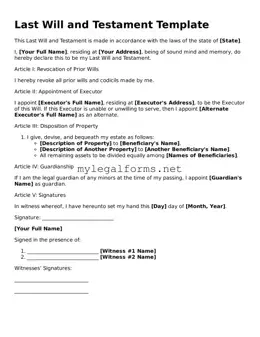 Attorney-Approved Last Will and Testament Form