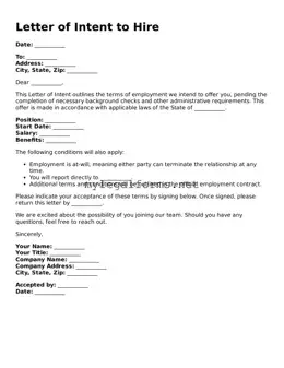 Attorney-Approved Letter of Intent to Hire Form