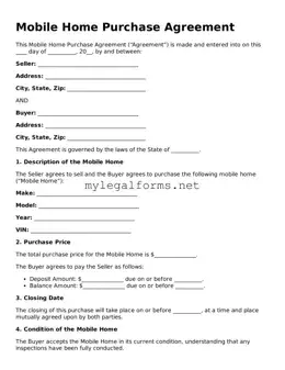 Attorney-Approved Mobile Home Purchase Agreement Form