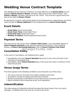 Attorney-Approved Wedding Venue Contract Form