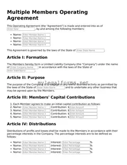 Attorney-Approved Multiple Members Operating Agreement Form