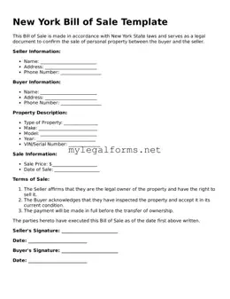 Bill of Sale Document for New York State