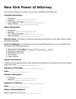Power of Attorney Document for New York State