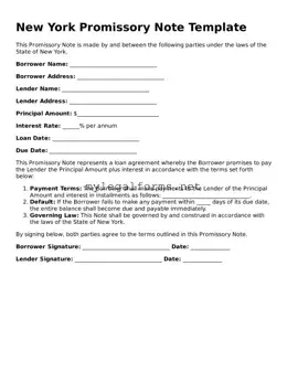 Promissory Note Document for New York State