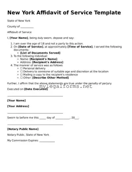 Affidavit of Service Document for New York State