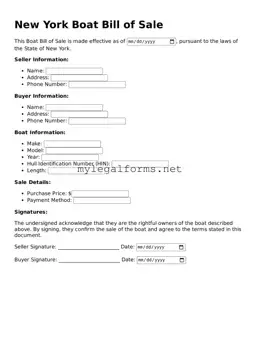 Boat Bill of Sale Document for New York State