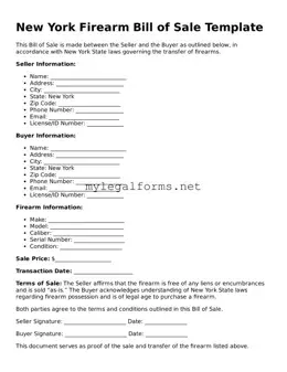 Firearm Bill of Sale Document for New York State