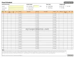 Electrical Panel Schedule Template