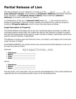 Attorney-Approved Partial Release of Lien Form