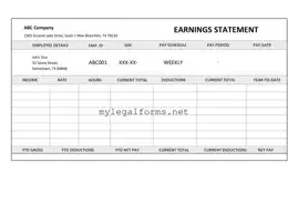Independent Contractor Pay Stub Template