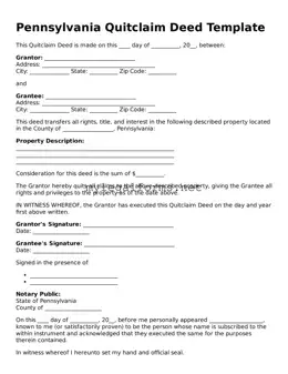Quitclaim Deed Document for Pennsylvania State