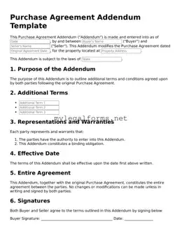 Attorney-Approved Purchase Agreement Addendum Form